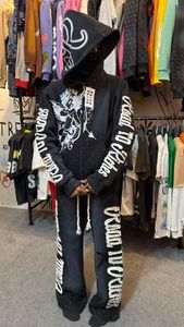Wholesale Sun Faded <b>Distressed</b> Embroidery Men Streetwear Tracksuit Screen Printing Logo Tracksuit with Drawstring - Product Image 1
