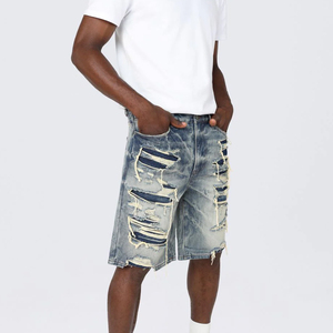 Fabrication sur mesure de shorts en denim streetwear de haute qualité en stock, matière solide, shorts en denim décontractés pour hommes - Product Image 5