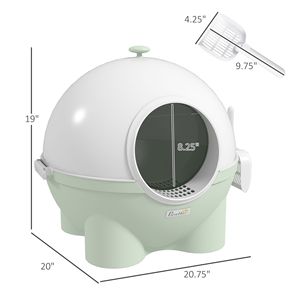Lettiera per Gatti XL in Acciaio Inossidabile con Pedale Facile da Pulire, Verde Chiaro - Product Image 3