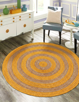 Tapis rond en jute naturelle jaune tissé à la main, tapis circulaire tressé, tapis de sol écologique pour salon, chambre à coucher, décoration de la maison