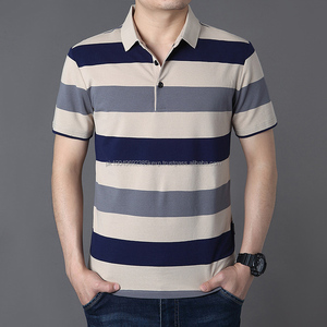 T-shirt polo décontracté à manches courtes pour homme, grande taille, avec rayures, léger, été, logo personnalisé OEM - Product Image 2