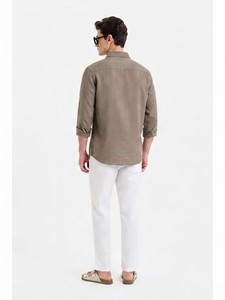 Men's Khaki Solid Cotton Dress Shirt Full Sleeve Turn-<b>down</b> Collar BreathableFormal Wear Summer Season - Product Image 3