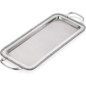 Bandeja Rectangular Plateada de Lujo con Asas, Bandeja Decorativa de Acero Inoxidable Grabada para Hotel, Boda, Buffet - Product Image 5