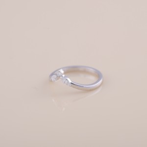 IGI Certified Marquise Diamond V-Shaped Contour Ring in <b>Solid</b> 925 Sterling <b>Silver</b> - Product Image 2