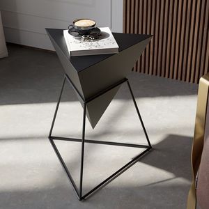 Tavolo laterale triangolo in legno per soggiorno con Base in metallo resistente - Product Image 3