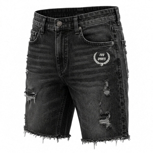 Shorts en jean décontractés pour hommes, conçus avec des matériaux durables et une coupe confortable, dotés de coutures soignées et de détails pratiques - Product Image 4