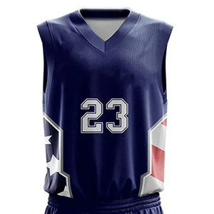 Conjunto de Uniforme de Baloncesto Personalizado con la Bandera de EE. UU., Número 23, Sin Mangas, Cuello Alto, Impresión por Transferencia de Calor, Malla Transpirable, Unisex para Adultos - Product Image 4
