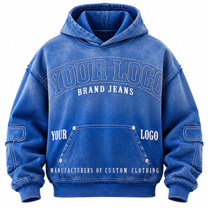Nueva Sudadera con Capucha Unisex 100% Algodón, Estilo Oversize, Lavada, con Estampado de Letras, Bolsillo Canguro, Estilo Casual Urbano - Product Image 1