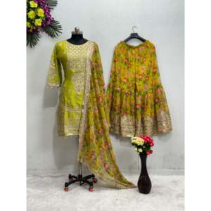 Parte inferior superior y Dupatta con encaje elegante de diseñador indio y pakistaní para fiestas - Product Image 2