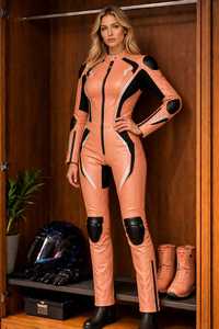 Traje de Motociclismo de Cuero Vacuno de Manga Larga para Hombre Lenvique, Modelo St101, Color Rosa con Bloques de Color, Equipo de Protección para Todas las Estaciones - Product Image 5
