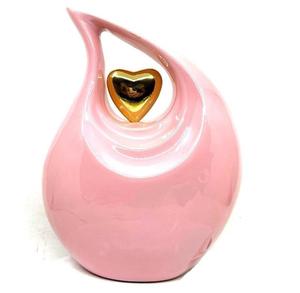 Magnifiques urnes funéraires roses en forme de goutte d'eau avec cœur pour cendres d'adultes, 200 pouces cubes, écologiques et durables - Product Image 2