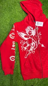 Sudadera con Capucha de Diseño Moderno para Hombre, Estilo Urbano, con Serigrafía, Bordado Desgastado Personalizado, Detalles de Pedrería - Product Image 2