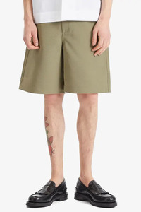 <b>Mens</b> Khaki <b>Tailored</b> Bermuda <b>Shorts</b> Mid Waist Structured Design with Integrated Belt Closure Premium Casual Wear for Summer - Product Image 2