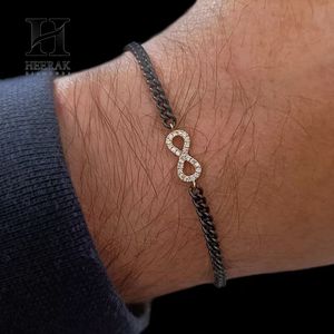 Modern Infinity Charm Bracelet Men's/Unisex Black <b>Chain</b> Bracelet with Gold Infinity Symbol <b>Iced</b> <b>Out</b> CZ Diamond Infinity Jewelry - Product Image 2