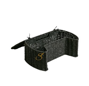Panier de rangement artisanal en jonc de mer noir pour manette de jeu, boîte de rangement créative en osier en forme de manette, organisateur d'accessoires technologiques fantaisie - Product Image 4