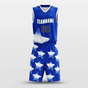 Uniformes de Baloncesto Personalizados con Estampado de Estrella Azul, sin Mangas, Cuello en V, Absorbentes de Humedad, Unisex, para Adultos, Diseño Sublimado - Product Image 2