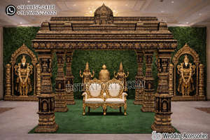 Mandap de Boda Dorado Estilo Templo Tradicional del Sur de la India, Mandapam para Bodas Tradicionales, Compre Mandapam Muhurtham para Bodas Tamilas en el Reino Unido - Product Image 3