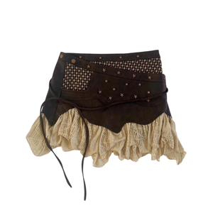 High fashion patchwork <b>denim</b> <b>skirt</b> boutique wear Vietnam supplier factory direct MOQ 50 pcs - Product Image 6