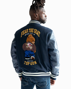 Custom Embroidered <b>Men's</b> Varsity <b>Jacket</b> Lightweight Wool and Fabric Streetwear Style with Leather Sleeves for Winter - Product Image 2