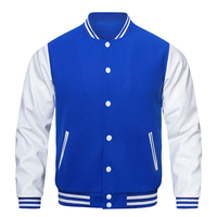 Vestes d'extérieur personnalisées avec logo OEM, design personnalisé, boutons recouverts de tissu en cuir, vestes varsity pour hommes