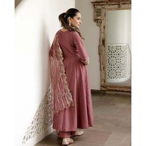 Designer XL Chiffon <b>Top</b>-Bottom and Dupatta Set with Embroidery Work - Product Image 2