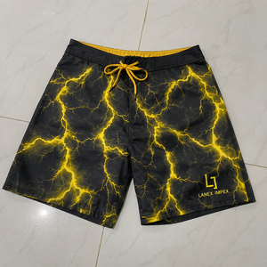<b>Men's</b> Quick Dry Board Shorts Yellow Lightning Storm Print 4 Way Stretch Surf Swim <b>Trunks</b> Custom Beach Boardshorts Water Sports - Product Image 6