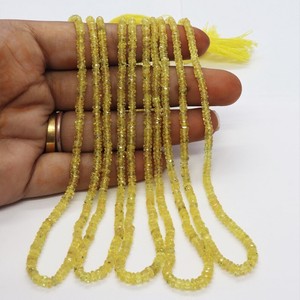 Cuentas facetadas de zafiro Songea amarillo natural de 2.5-4 mm, cuentas de piedras preciosas de zafiro amarillo intenso para la fabricación de joyería. - Product Image 1