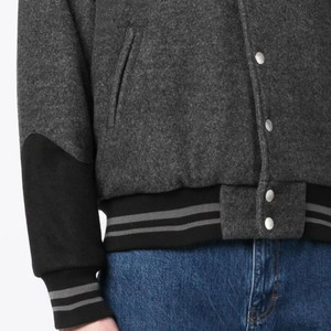 Veste varsity en laine mélangée pour homme, color-block, col rabattu, style décontracté, coupe classique, fermeture boutonnée, pour l'automne - Product Image 3