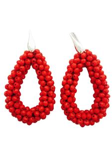 Pendientes de cuentas de vidrio hechos a mano de la mejor calidad para mujer, rojos, con baño de oro, joyería conmemorativa para niñas de la India - Product Image 4