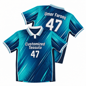 เสื้อโปโลฟุตบอลพิมพ์ลายดิจิทัลสำหรับผู้ชาย TESSUTO สีเขียวอมฟ้าลายเฉียง เสื้อกีฬาฤดูร้อน ชุดฝึกซ้อมฟุตบอล - Product Image 1
