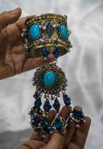 Últimos conjuntos de collar y aretes étnicos indios chapados en oro para mujer, joyería de fiesta de primera calidad - Product Image 2