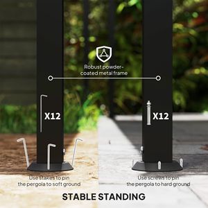 Auvent de terrasse extérieur en métal gris foncé 10FT X 20FT avec trous de drainage pour villa, cour, parc, jardin - Product Image 5