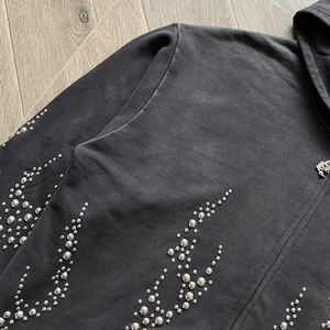 Sweat-shirt à capuche décontracté pour homme, coupe oversize, en molleton, 100 % coton, orné de strass et cristaux, écologique, idéal pour l'hiver et le streetwear - Product Image 4