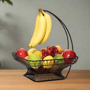 Cesta de frutas decorativa grande de hierro para almacenamiento de frutas frescas, organizador para el hogar, encimera de cocina, mesa de comedor, marca privada - Product Image 6