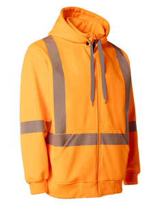 Sudadera de Seguridad Reflectante de Alta Visibilidad con Cremallera Completa, Ropa de Trabajo Impermeable de Poliéster para Construcción y Obras Viales - Product Image 4