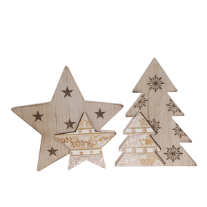 Laser Cut <b>Wooden</b> <b>Christmas</b> <b>Tree</b> Star Heart Angel Desktop Decoration Set Rustic Xmas Ornament Tiered Tray Mantel Display - Product Image 3