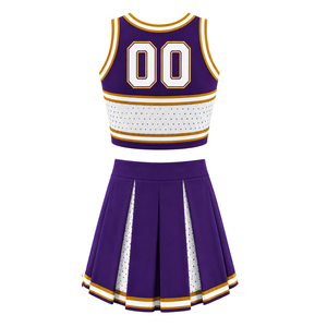 Ensemble d'uniforme de cheerleading violet : Crop top et jupe plissée pour compétition de danse d'équipe, tenue de performance sportive - Product Image 2