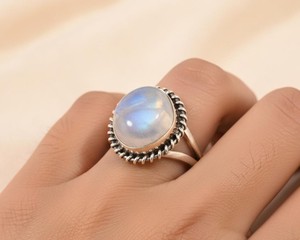 925 Sterling <b>Silver</b> Moonstone <b>Ring</b> for Women | Natural Rainbow Moonstone Handmade <b>Statement</b> Jewelry | Wholesale Supplier - Product Image 5