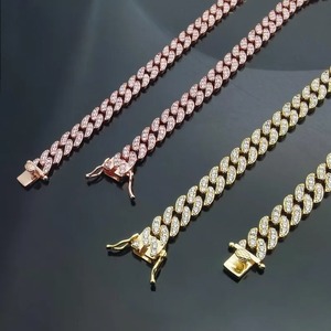 Eco Friendly fashion <b>iced</b> cuban <b>chain</b> necklace with shiny stones and bold design Available At Wholesale Price - Product Image 4