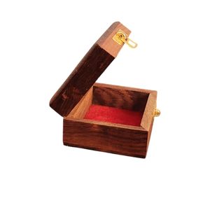 Vintage Wooden Jewelry <b>Box</b> with Red Velvet Interior, Handcrafted Storage Case, Decorative <b>Keepsake</b> Container for Rings - Product Image 2