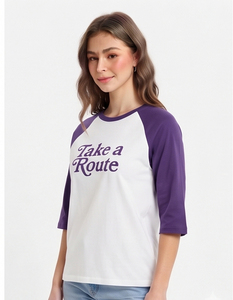 เสื้อยืดแร็กแลนพิมพ์ลายทรงโอเวอร์ไซส์ แขนสามส่วน คอกลม ผ้าคอตตอนเจอร์ซีย์ สไตล์ลำลอง สำหรับผู้หญิง - Product Image 3