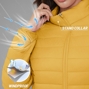 Abrigo de mujer de color sólido, chaqueta acolchada gruesa con capucha, longitud media, bolsillos con cremallera, abrigo de manga larga para mujer, ropa de abrigo - Product Image 6