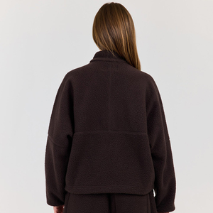 Sweat-shirt personnalisé en gros pour femme, hiver, coupe ample, en laine, à capuche, manches longues, épais, chaud, avec demi-fermeture éclair, style sport - Product Image 4