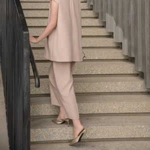 Pantalones de Verano para Mujer, Cintura Elástica Ajustada, 78% Poliéster, 18% Rayón, 4% Elastano, Antiarrugas, Estilo Vietnam - Product Image 1