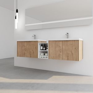 Mobile Bagno da 72 Pollici con Chiusura Ammortizzata, Lavabo e Piccoli Ripiani, Combinazione Armadietto 30+12 Pollici (Imballaggio KD) - Product Image 3