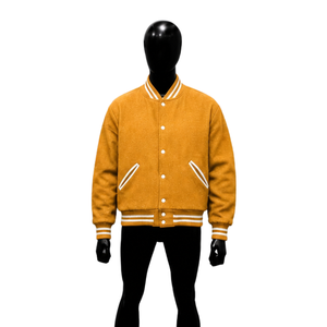 <b>MEN</b> GOLD VARSITY <b>JACKET</b> CLASSIC LETTERMAN <b>LIGHTWEIGHT</b> BOMBER STYLISH VARSITY <b>JACKET</b> WINTER STREETWEAR Regular Fit Casual Autumn - Product Image 1