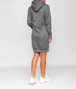 Robe à capuche décontractée pour femme, imprimée sur mesure, en molleton respirant, sans doublure, coupe oversize longue, sweat-shirt à manches longues avec fermeture éclair et poches sur le devant - Product Image 2