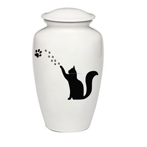 Funeral Memorial Pet Cremación Urna con logotipo de gato y perro de alta calidad Perro Metal Cremación Urna Precio de fábrica Blanco Brillante - Product Image 3