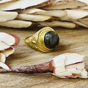 Latest Fashionable Labradorite Brass <b>Ring</b> 18k Gold Plated Vintage Chunky <b>Ring</b> Wholesale <b>Ring</b> For Women Solitaire <b>Statement</b> <b>Ring</b> - Product Image 3