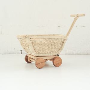 Customized Handmade Rattan Kid Toy Classic Wicker Toy Wagon Model Push Toy Pretend Play For Toddler Birthday Gifts - Product Image 1